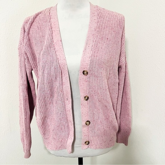 OLD NAVY Shaker-Stitch Cardigan Rose Speckled Size XL(12) Fits Women Small - Picture 1 of 8